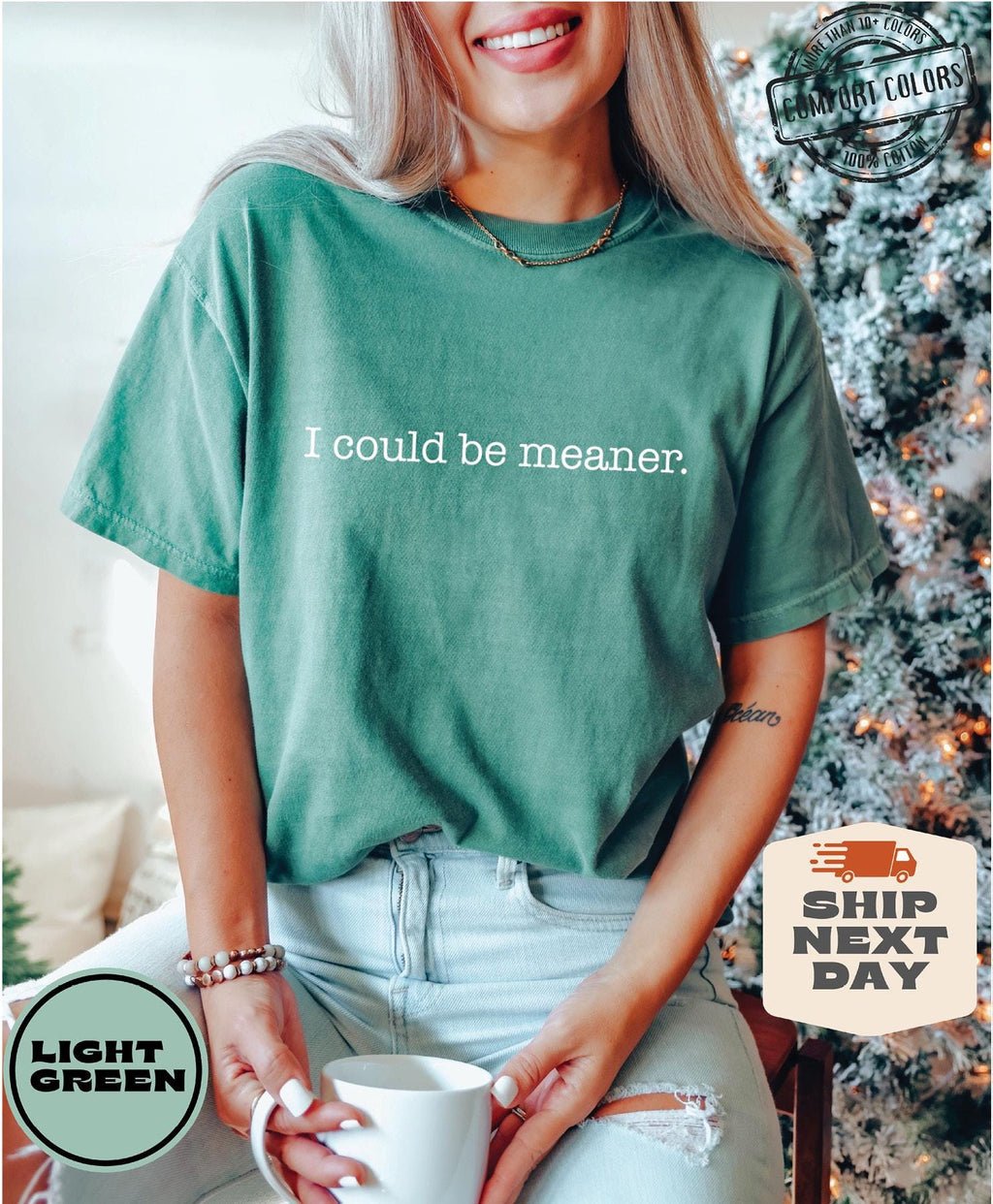I Could Be Meaner Shirt Comfort Colors®, Sarcastic Sweatshirt, Funny Quote Crewneck, Funny Humor Shirt, Trendy Shirt For Woman, Sarcasm Tees
