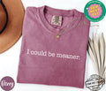 I Could Be Meaner Shirt Comfort Colors®, Sarcastic Sweatshirt, Funny Quote Crewneck, Funny Humor Shirt, Trendy Shirt For Woman, Sarcasm Tees