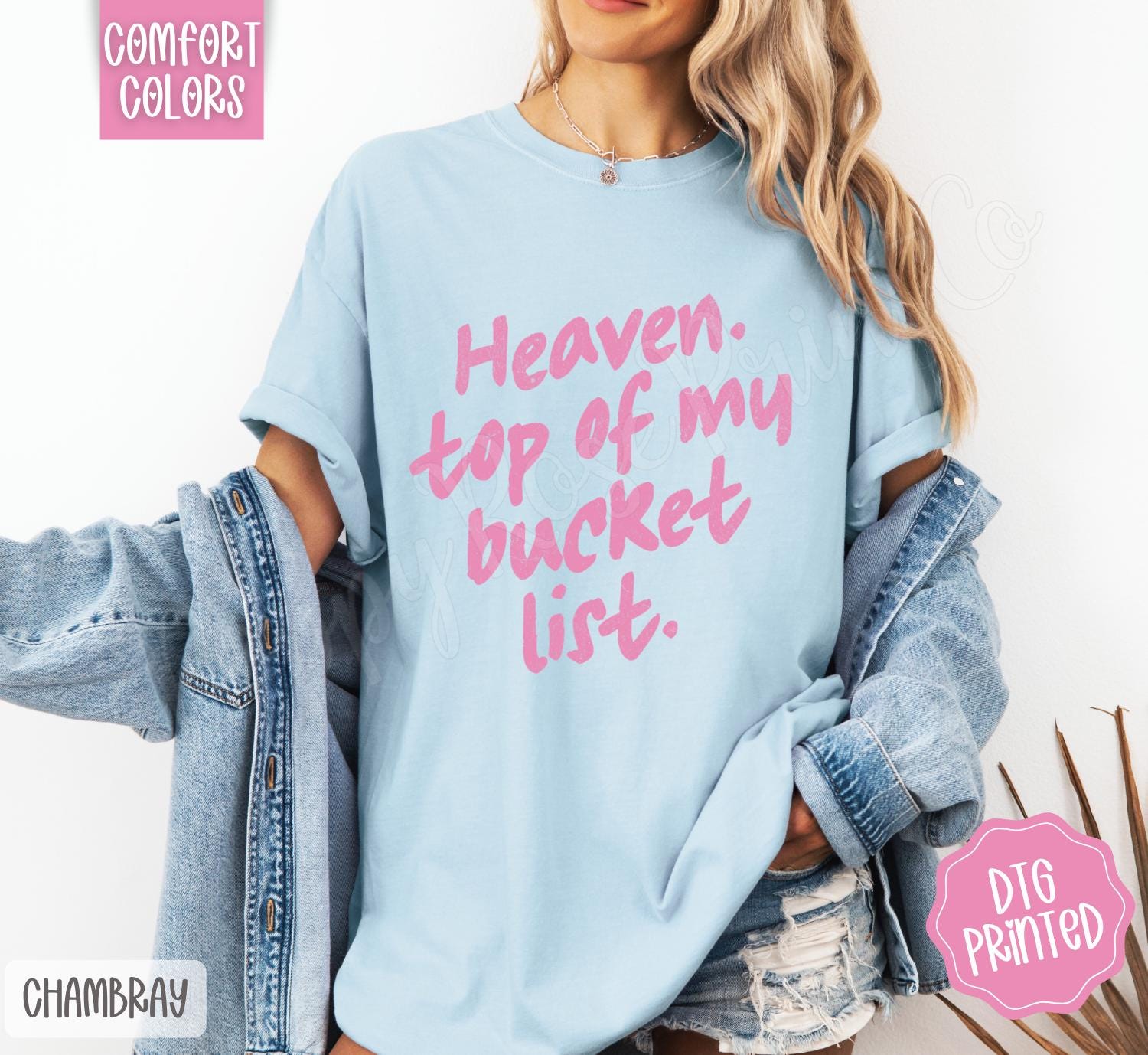 Heaven Top of My Bucket List Comfort Colors, Trendy Religious Women's Tshirt,  Faith Shirt, Religious Christian Gift, Cute Worship Shirt