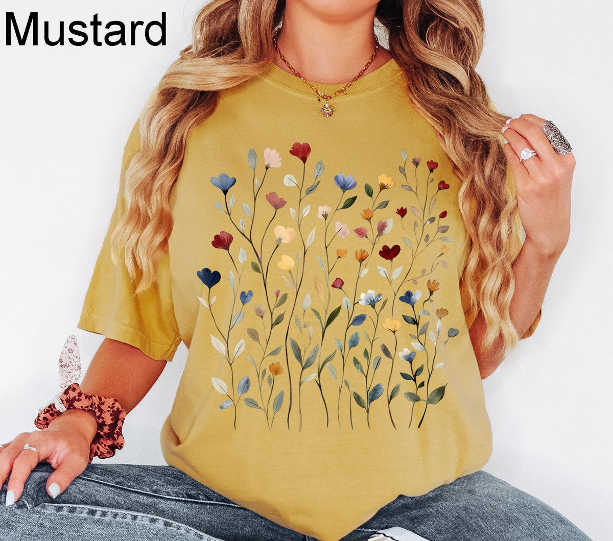 Comfort Colors® Vintage Pressed Flowers Shirt, Boho Cottagecore Tshirt Botanical Floral Tee Wildflowers Sweatshirt,Gift For Gardener,Flowers