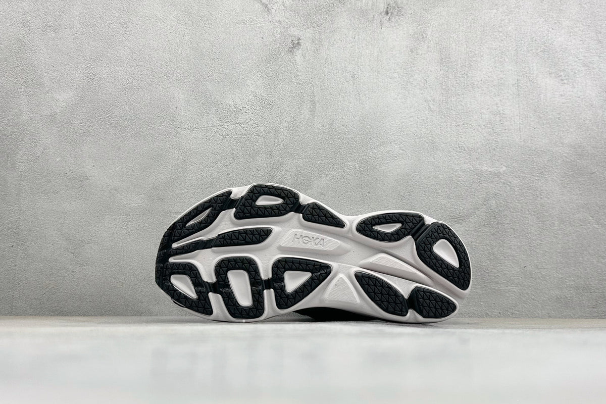 HOKA Bondi 8 White Grey Black Logo Running Sneaker
