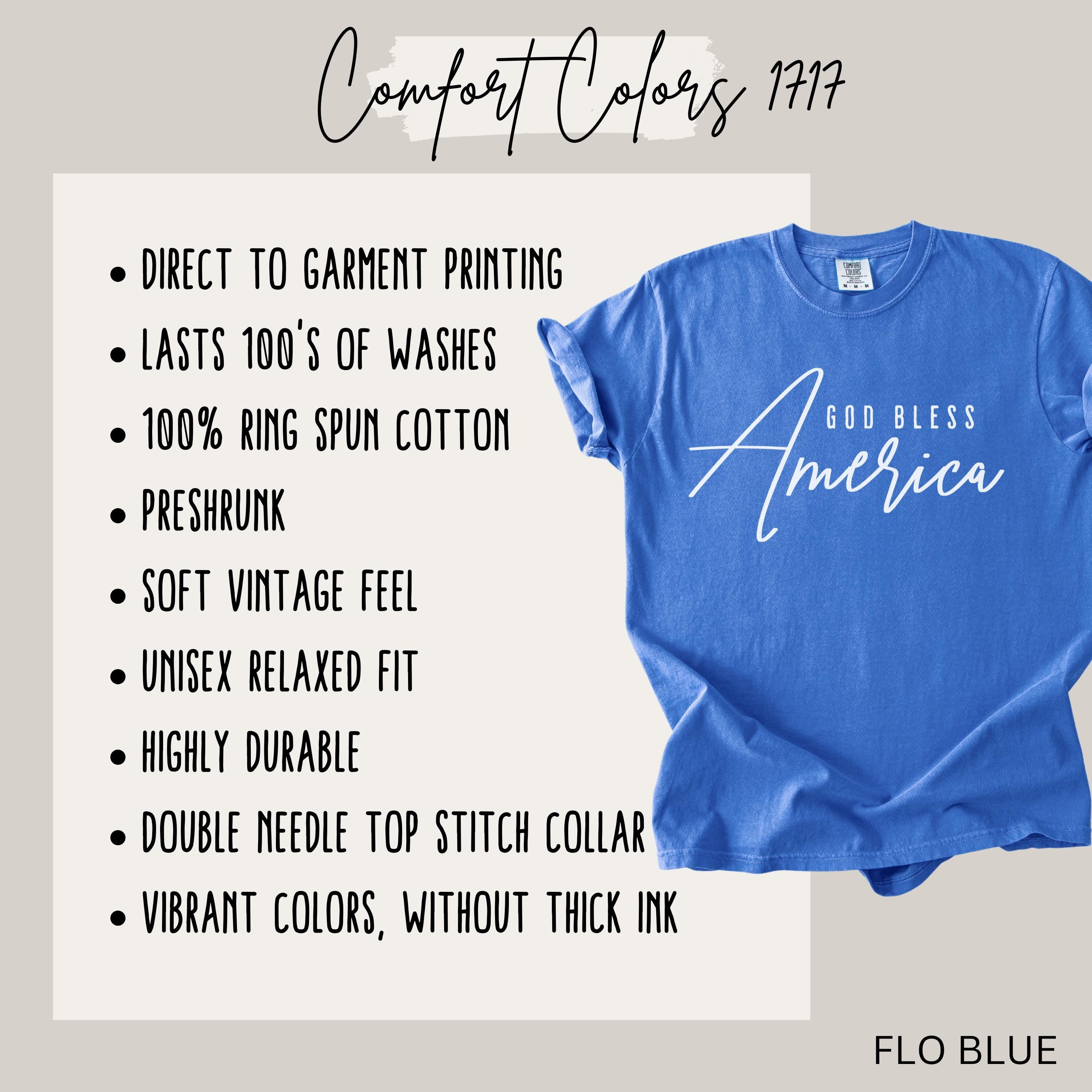 God Bless America USA Shirt, 4th of July Comfort Colors T-shirt, Memorial Day TShirt Patriotic Independence Day Outfit USA Flag EST 1776 Tee