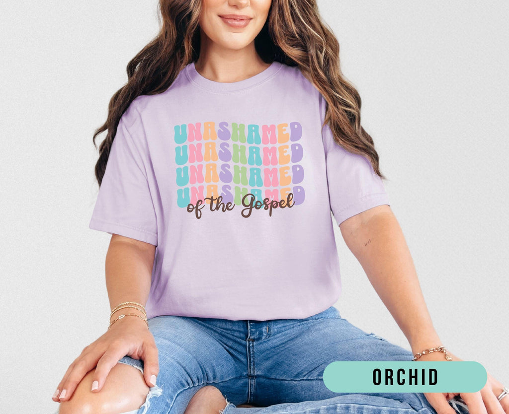 Retro Unashamed of the Gospel Christian Shirt, Trendy Comfort Colors Jesus Faith Tee, Cute Church Tshirt for Women, Gift for Christian Mom