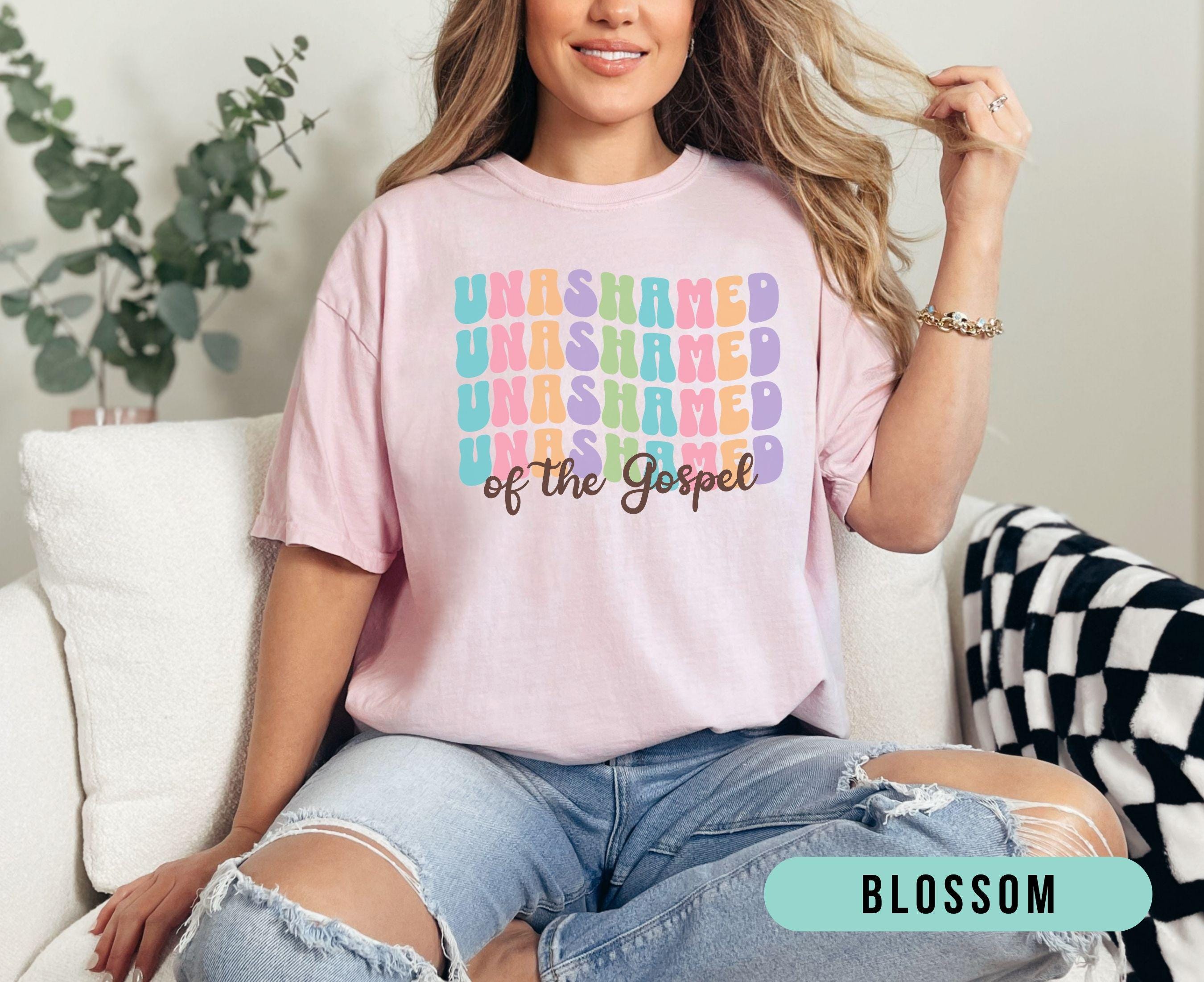 Retro Unashamed of the Gospel Christian Shirt, Trendy Comfort Colors Jesus Faith Tee, Cute Church Tshirt for Women, Gift for Christian Mom