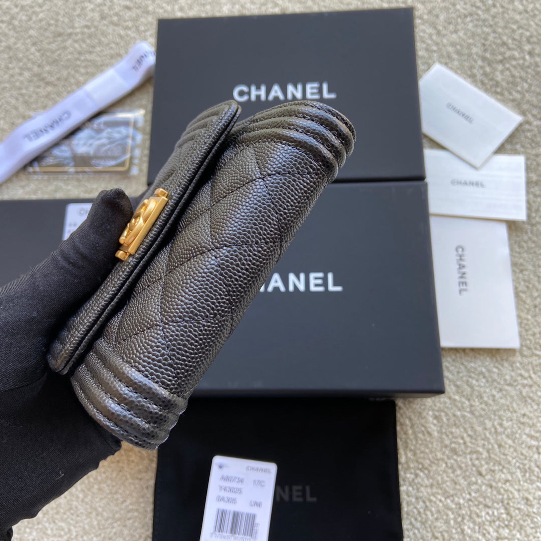 CC Boy Small Flap Wallet Black Caviar GHW 156520