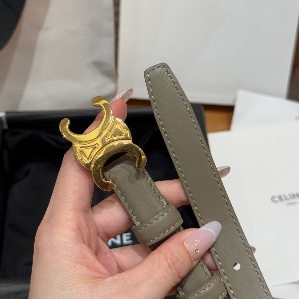CEL Triomphe Belt 18mm Etoupe Gold Calfskin 187492