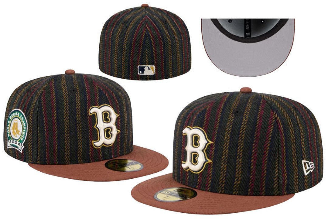 Men's Boston Red Sox New Era Brown Vintage Herringbone 59FIFTY Fitted Hat
