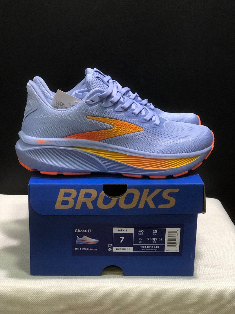Brooks Ghost 17 Neutral Road Running Shoes Periwinkle Blue Orange