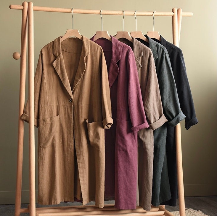 100% Linen Coat Burgundy Long Linen Duster Washed Linen Cardigan Linen Kimono Long Sleeves Jacket Washed Soft Linen Top Oversized Coat