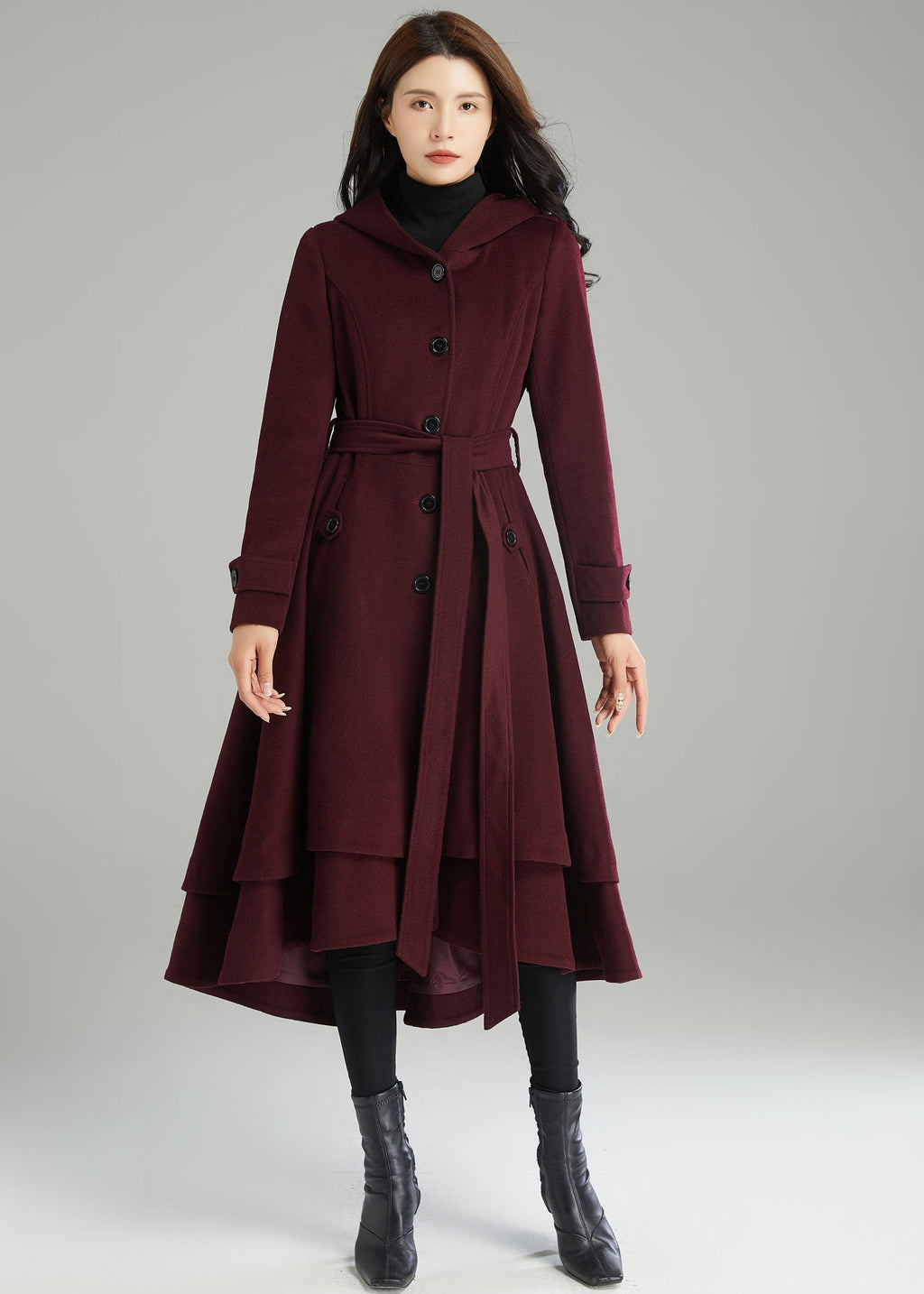 Wool Coat, Wool coat women, Hooded Wool Coat, Asymmetrical wool coat, Warm Wool Coat, Winter Coat Women, Womens Wool Coat, Ylistyle C2992