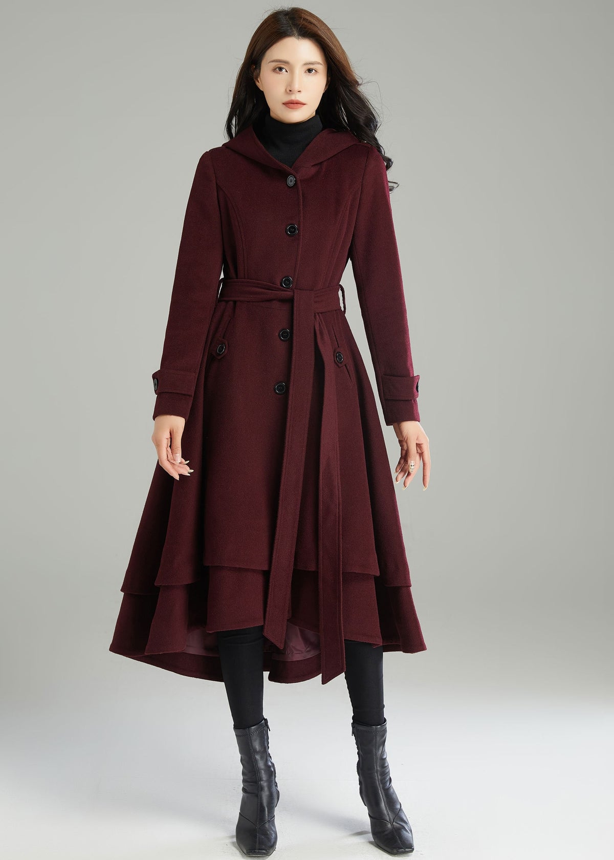 Wool Coat, Wool coat women, Hooded Wool Coat, Asymmetrical wool coat, Warm Wool Coat, Winter Coat Women, Womens Wool Coat, Ylistyle C2992