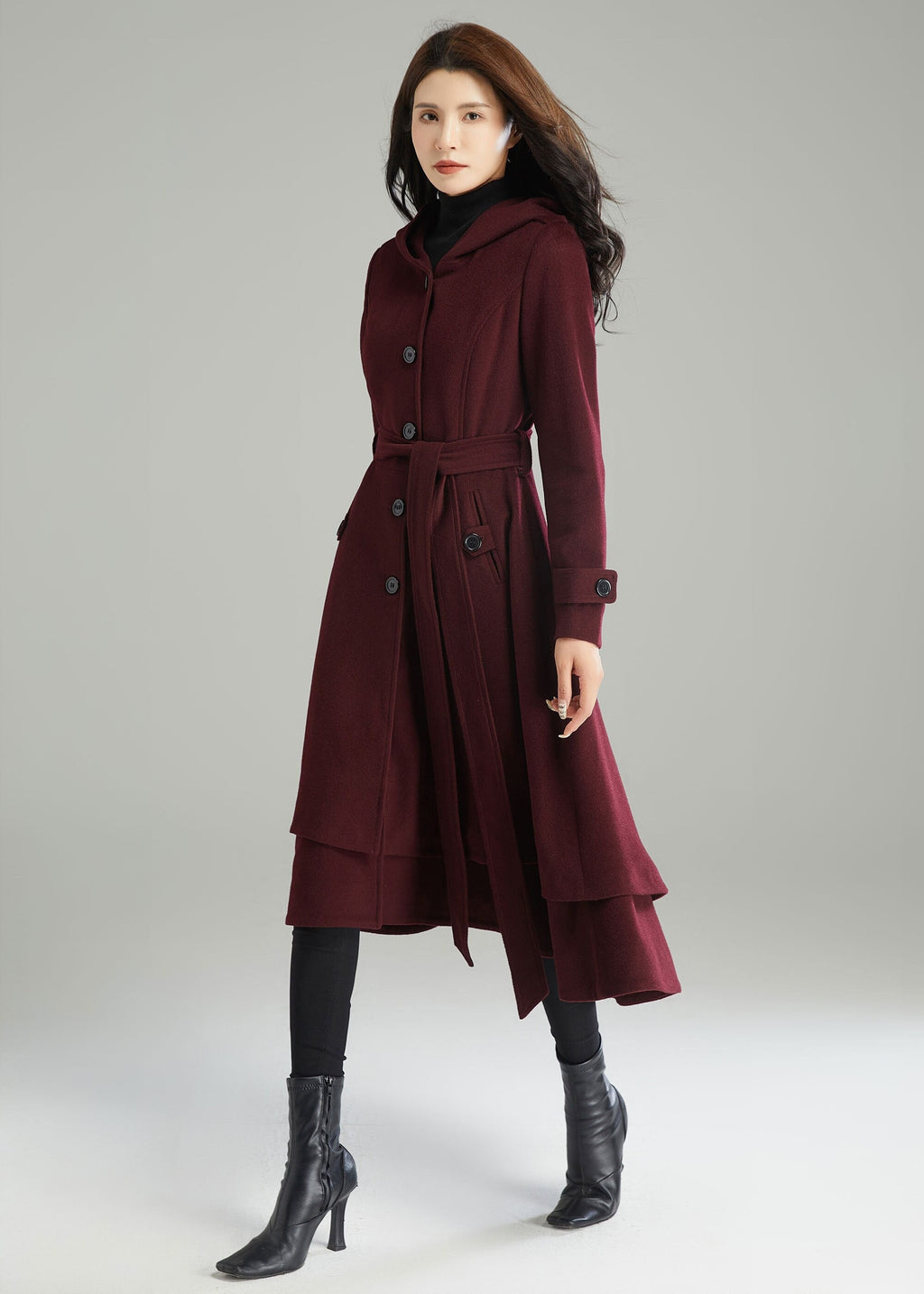 Wool Coat, Wool coat women, Hooded Wool Coat, Asymmetrical wool coat, Warm Wool Coat, Winter Coat Women, Womens Wool Coat, Ylistyle C2992