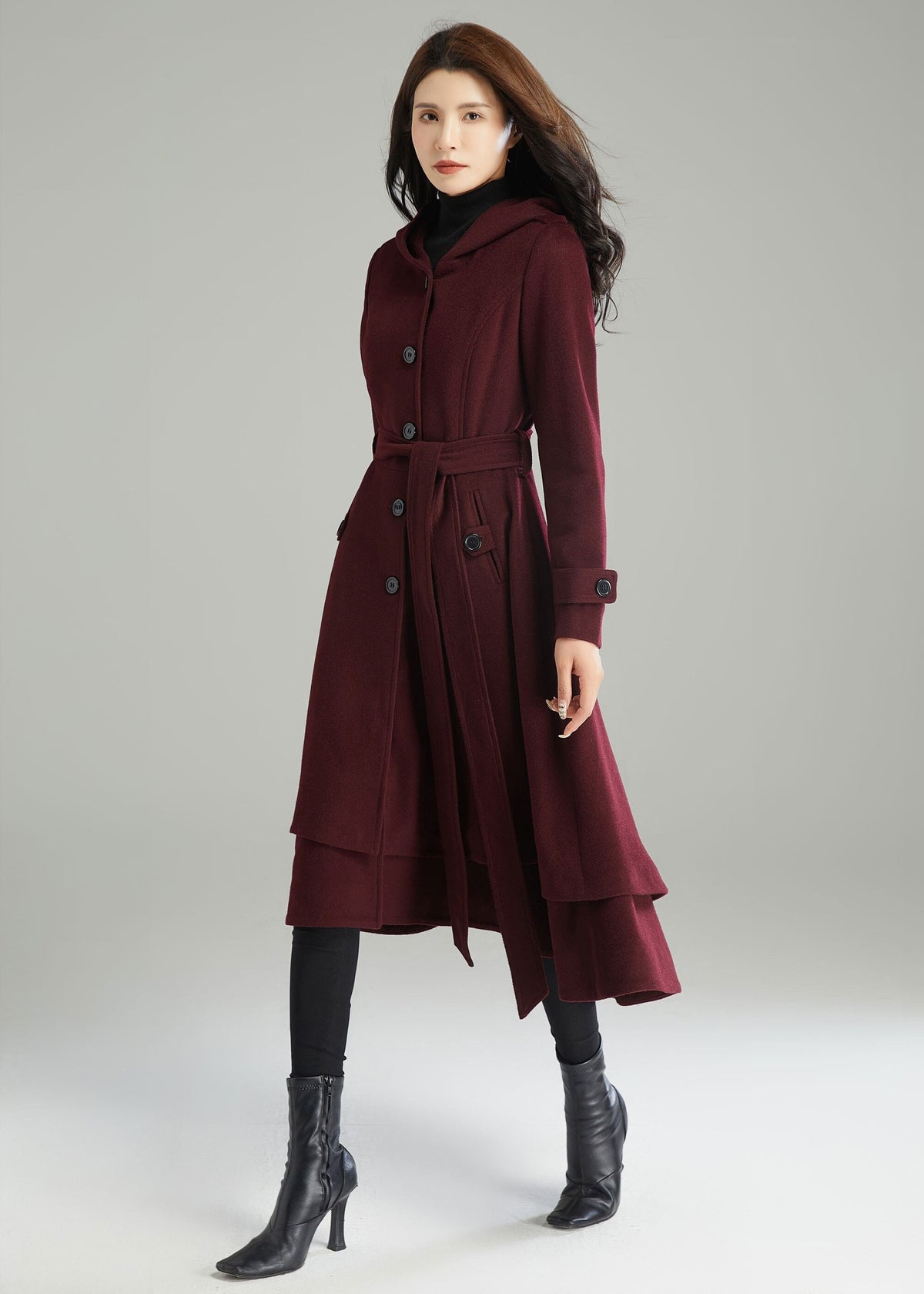 Wool Coat, Wool coat women, Hooded Wool Coat, Asymmetrical wool coat, Warm Wool Coat, Winter Coat Women, Womens Wool Coat, Ylistyle C2992