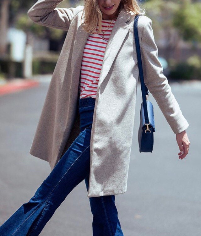 Long Line Fleece Open Coat, Hidden Side Pockets, Premium Quality, Dressy Long Jacket, no Closure, Versatile Fall Winter Fashion