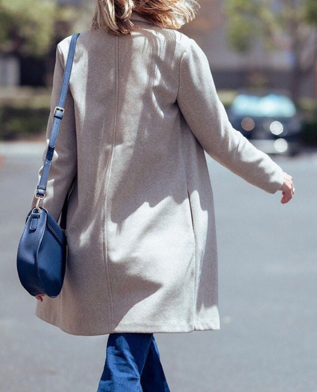 Long Line Fleece Open Coat, Hidden Side Pockets, Premium Quality, Dressy Long Jacket, no Closure, Versatile Fall Winter Fashion