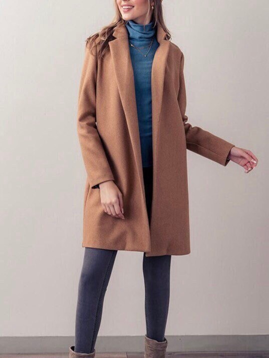 Long Line Fleece Open Coat, Hidden Side Pockets, Premium Quality, Dressy Long Jacket, no Closure, Versatile Fall Winter Fashion