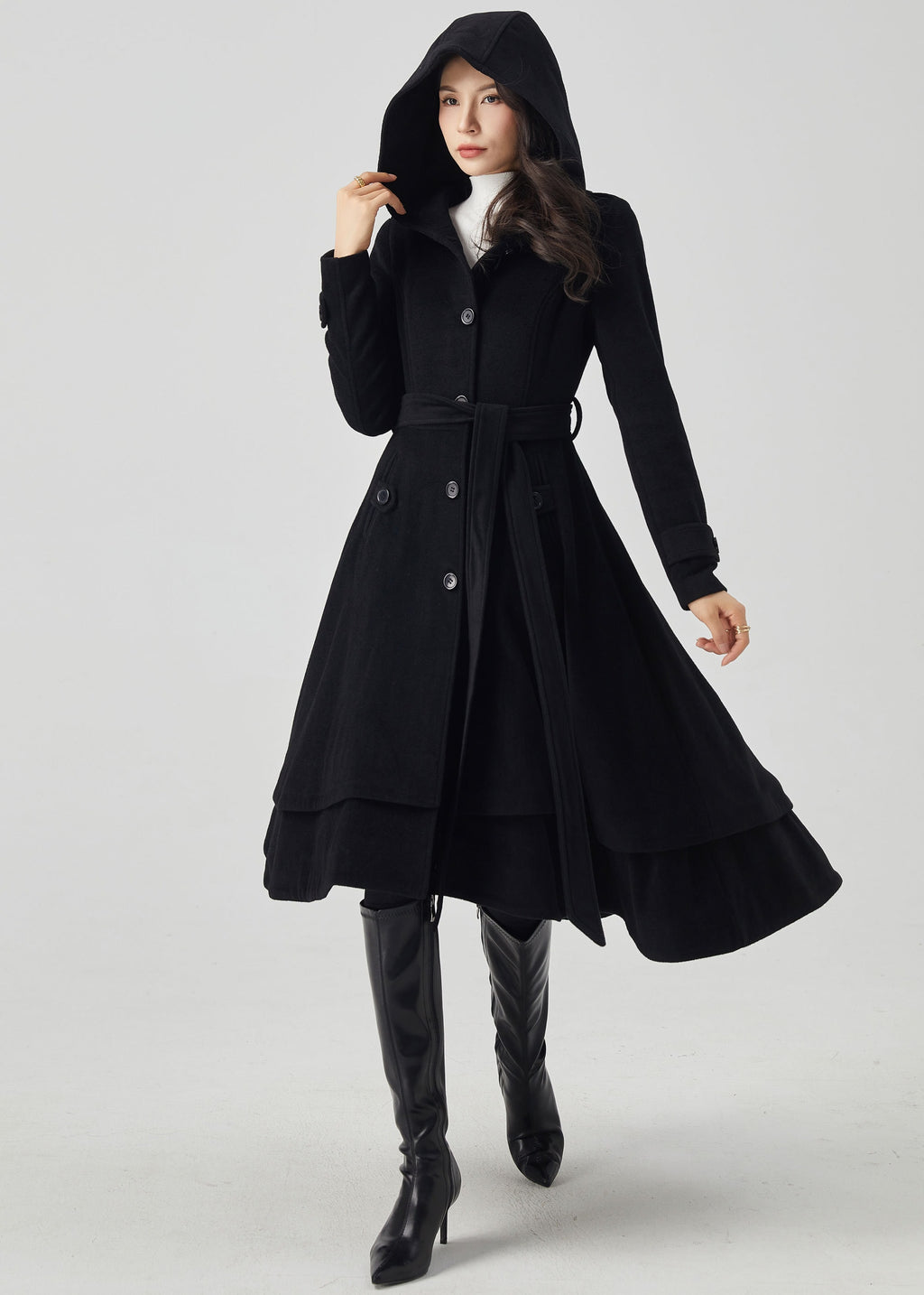 Wool Coat, Wool coat women, Hooded Wool Coat, Asymmetrical wool coat, Warm Wool Coat, Winter Coat Women, Womens Wool Coat, Ylistyle C2992