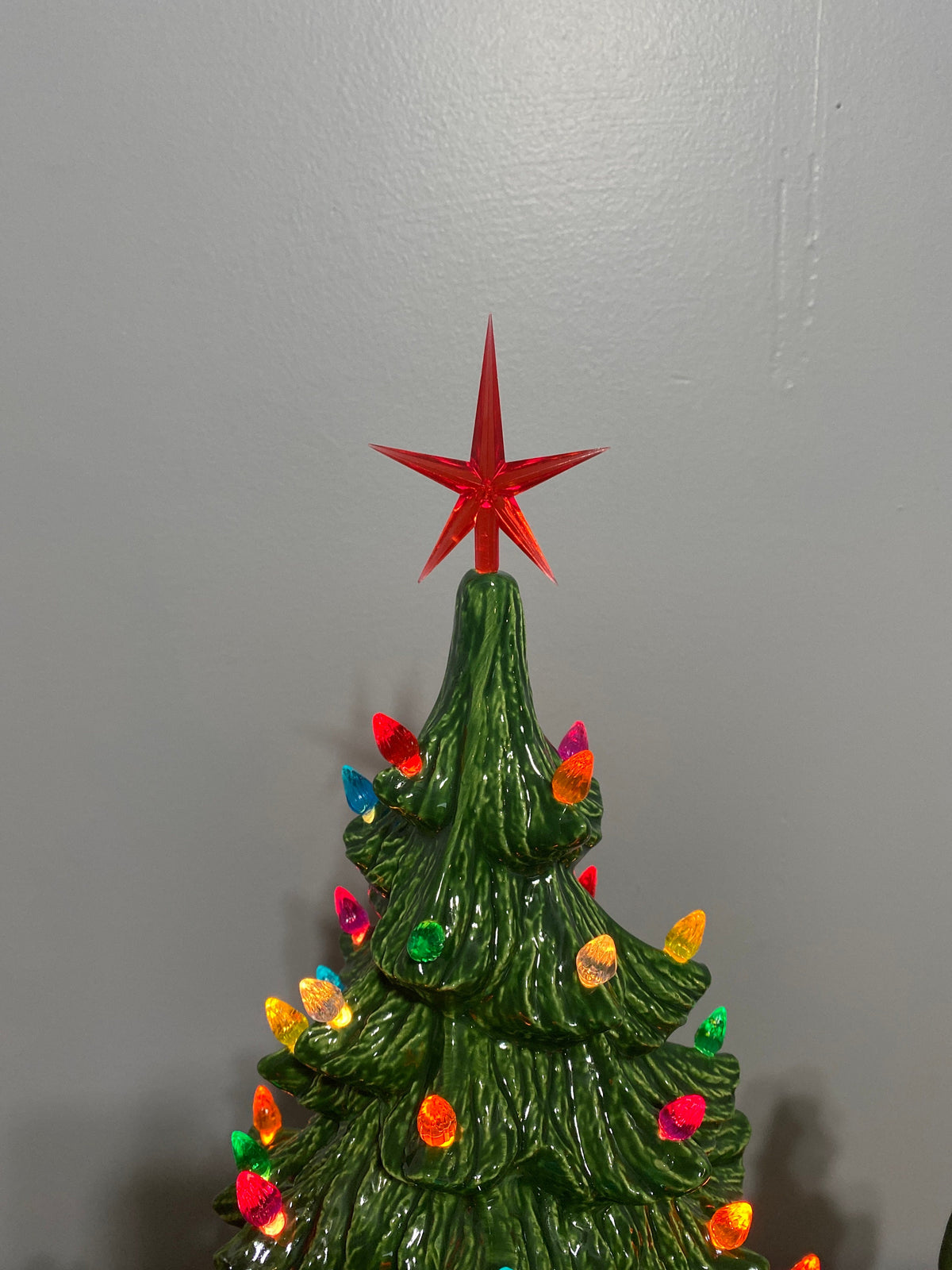 19 inch Ceramic Christmas Tree lighted: Green with Multi-Colored Lights, Handmade in the USA (T1)