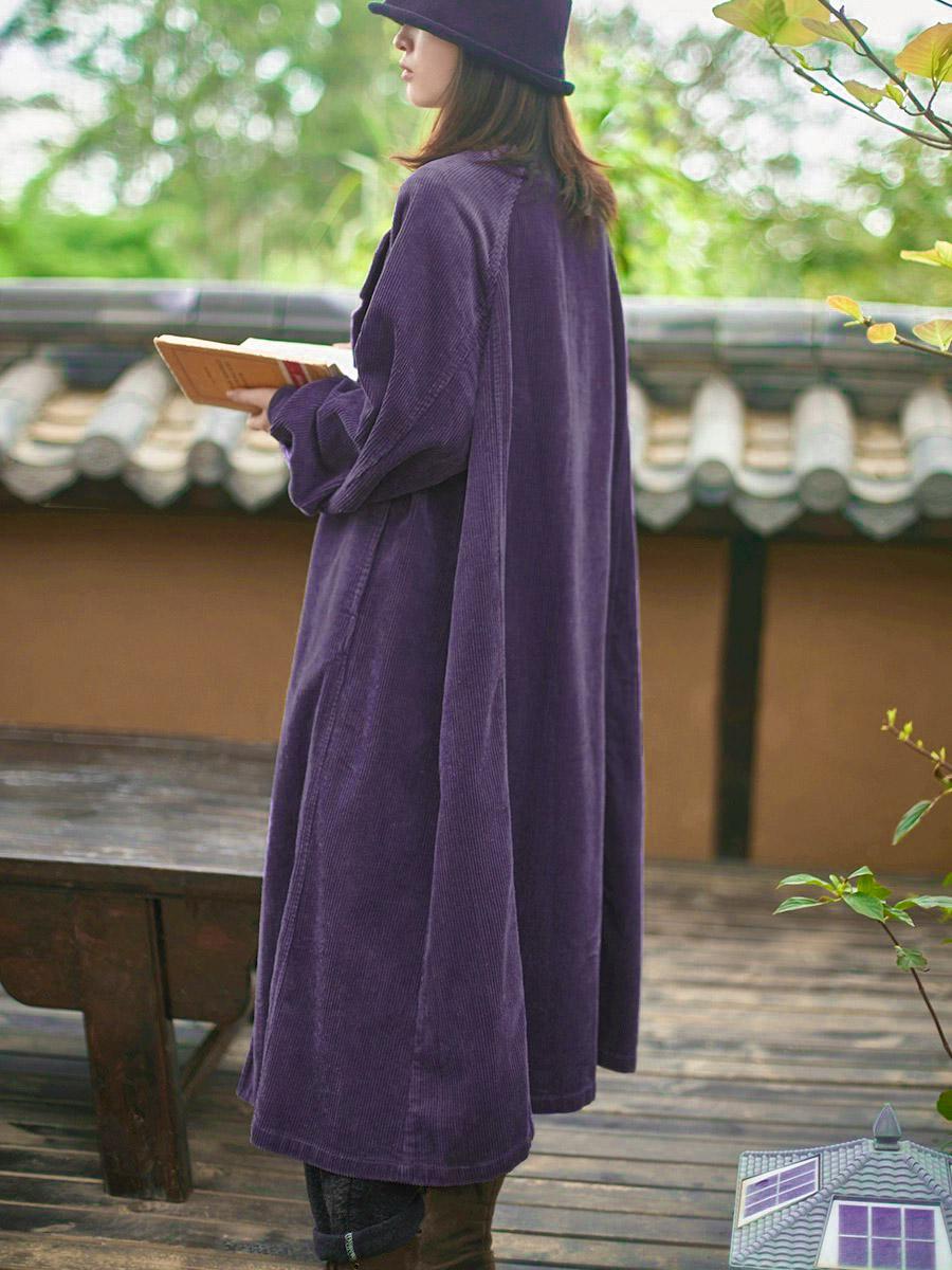 Corduroy Trench Coat Oversized Cardigan Jacket Autumn/Winter Wear, Mid-length Coat Loose Customizable Handmade Warm Jacket Vintage Outfit