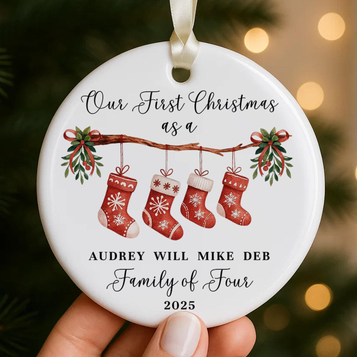 3 family ornament 2026, personalized family christmas ornament