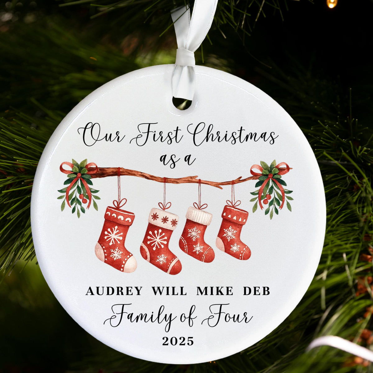 3 family ornament 2026, personalized family christmas ornament