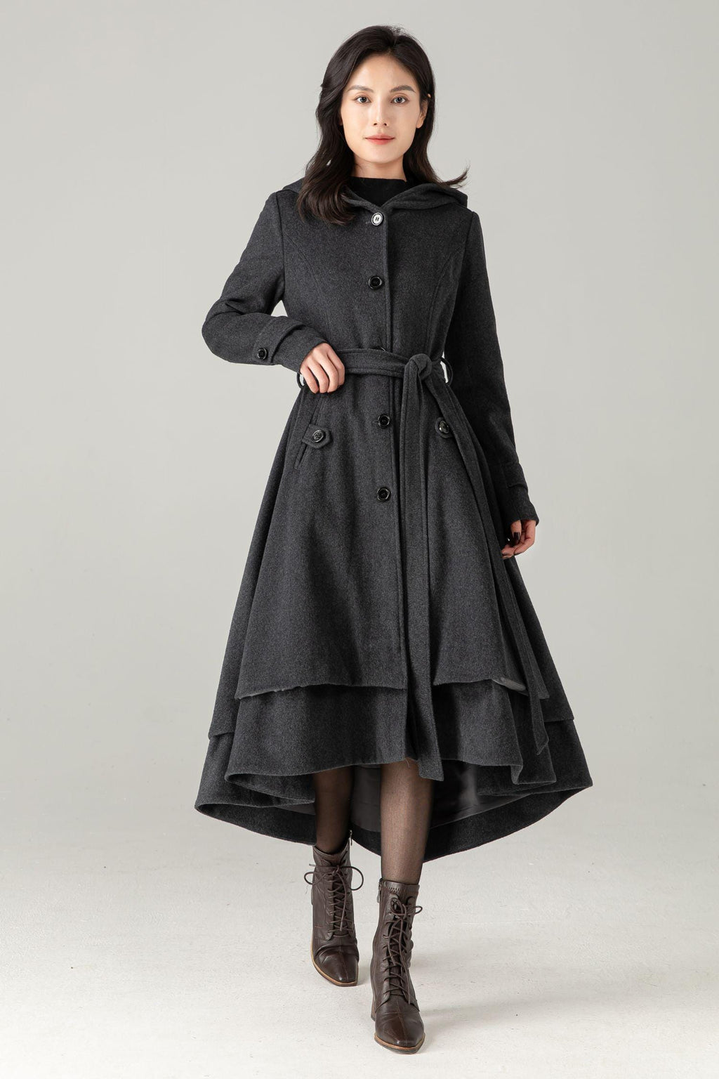 Wool Coat, Wool coat women, Hooded Wool Coat, Asymmetrical wool coat, Warm Wool Coat, Winter Coat Women, Womens Wool Coat, Ylistyle C2992