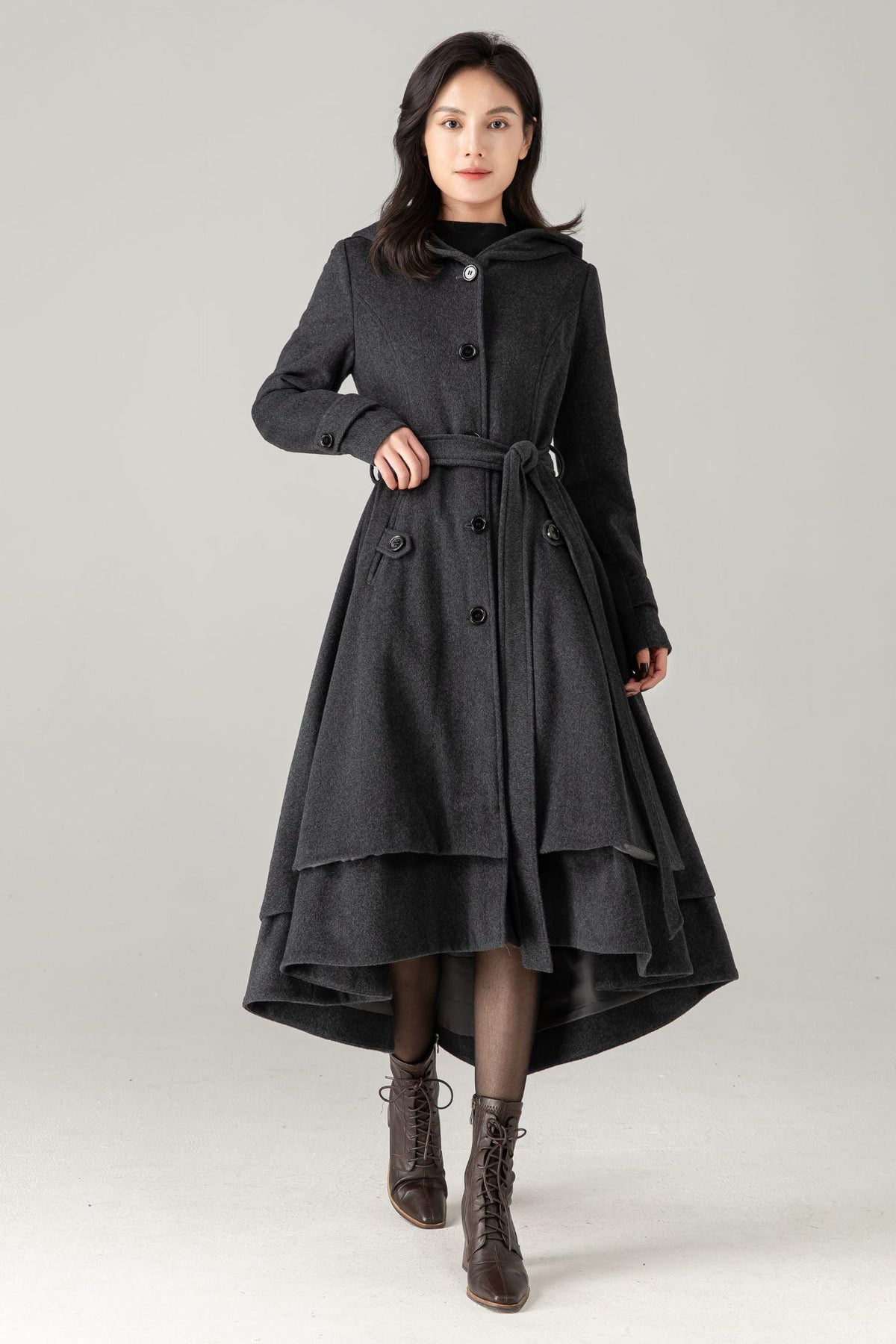 Wool Coat, Wool coat women, Hooded Wool Coat, Asymmetrical wool coat, Warm Wool Coat, Winter Coat Women, Womens Wool Coat, Ylistyle C2992