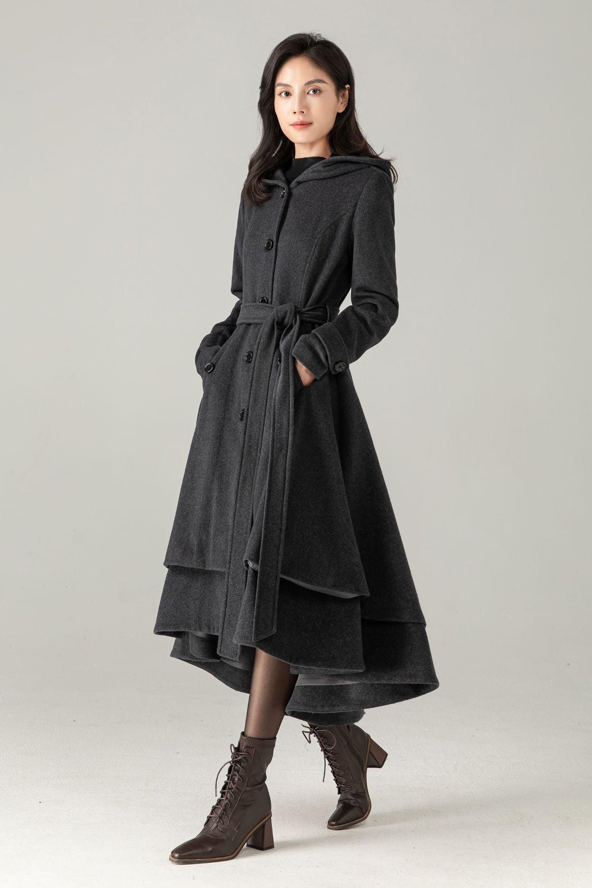 Wool Coat, Wool coat women, Hooded Wool Coat, Asymmetrical wool coat, Warm Wool Coat, Winter Coat Women, Womens Wool Coat, Ylistyle C2992