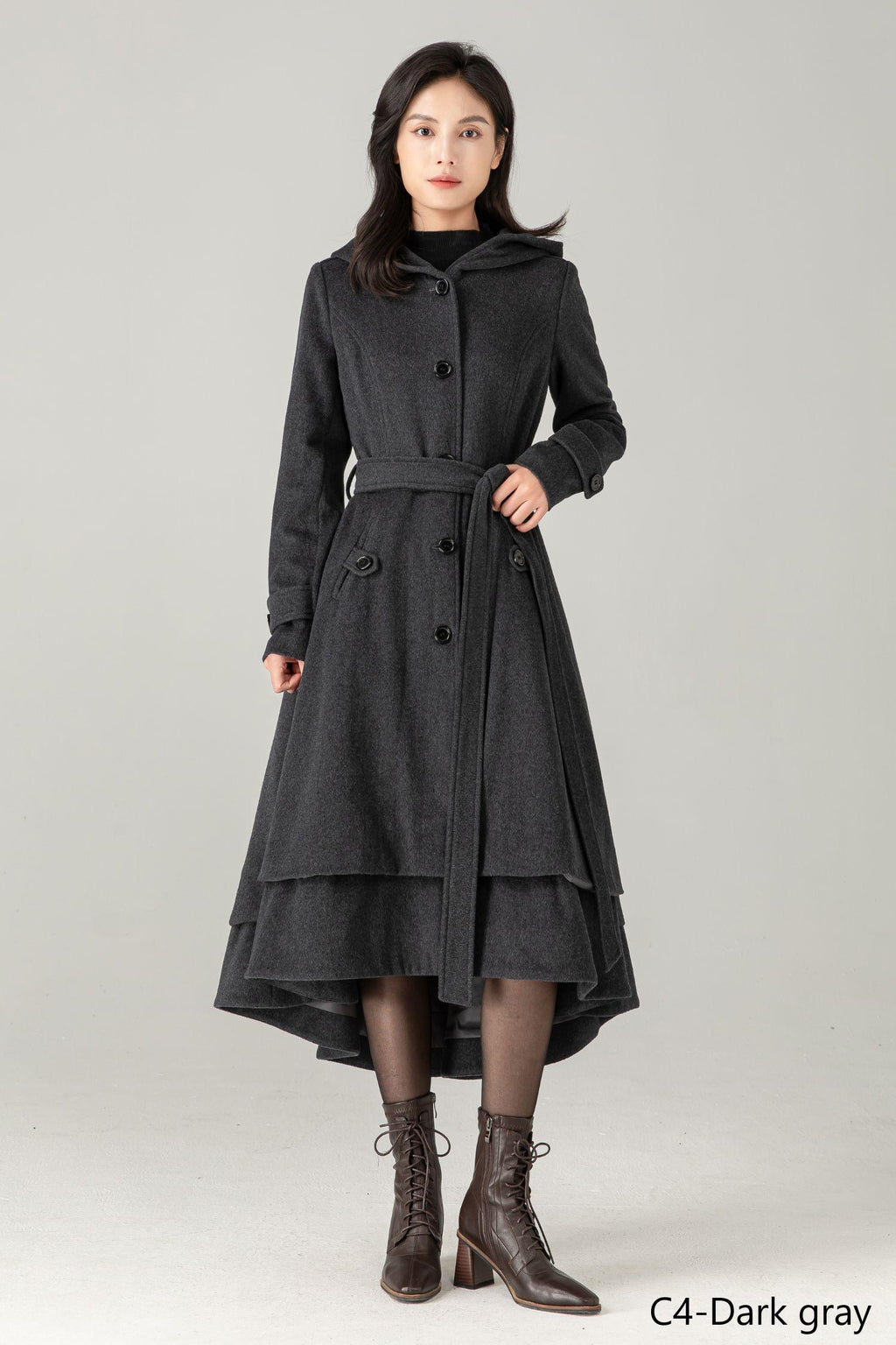 Wool Coat, Wool coat women, Hooded Wool Coat, Asymmetrical wool coat, Warm Wool Coat, Winter Coat Women, Womens Wool Coat, Ylistyle C2992