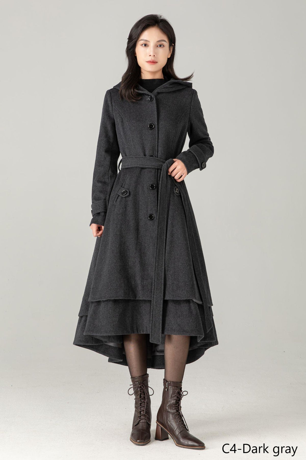 Wool Coat, Wool coat women, Hooded Wool Coat, Asymmetrical wool coat, Warm Wool Coat, Winter Coat Women, Womens Wool Coat, Ylistyle C2992