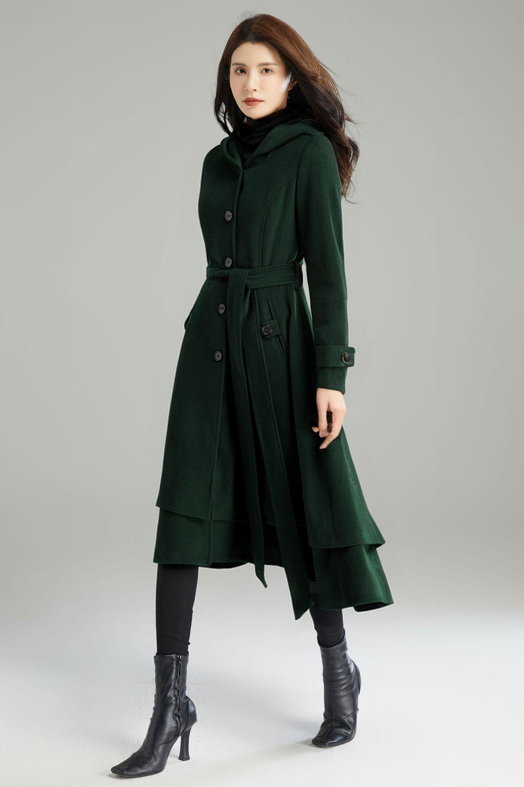 Wool Coat, Wool coat women, Hooded Wool Coat, Asymmetrical wool coat, Warm Wool Coat, Winter Coat Women, Womens Wool Coat, Ylistyle C2992