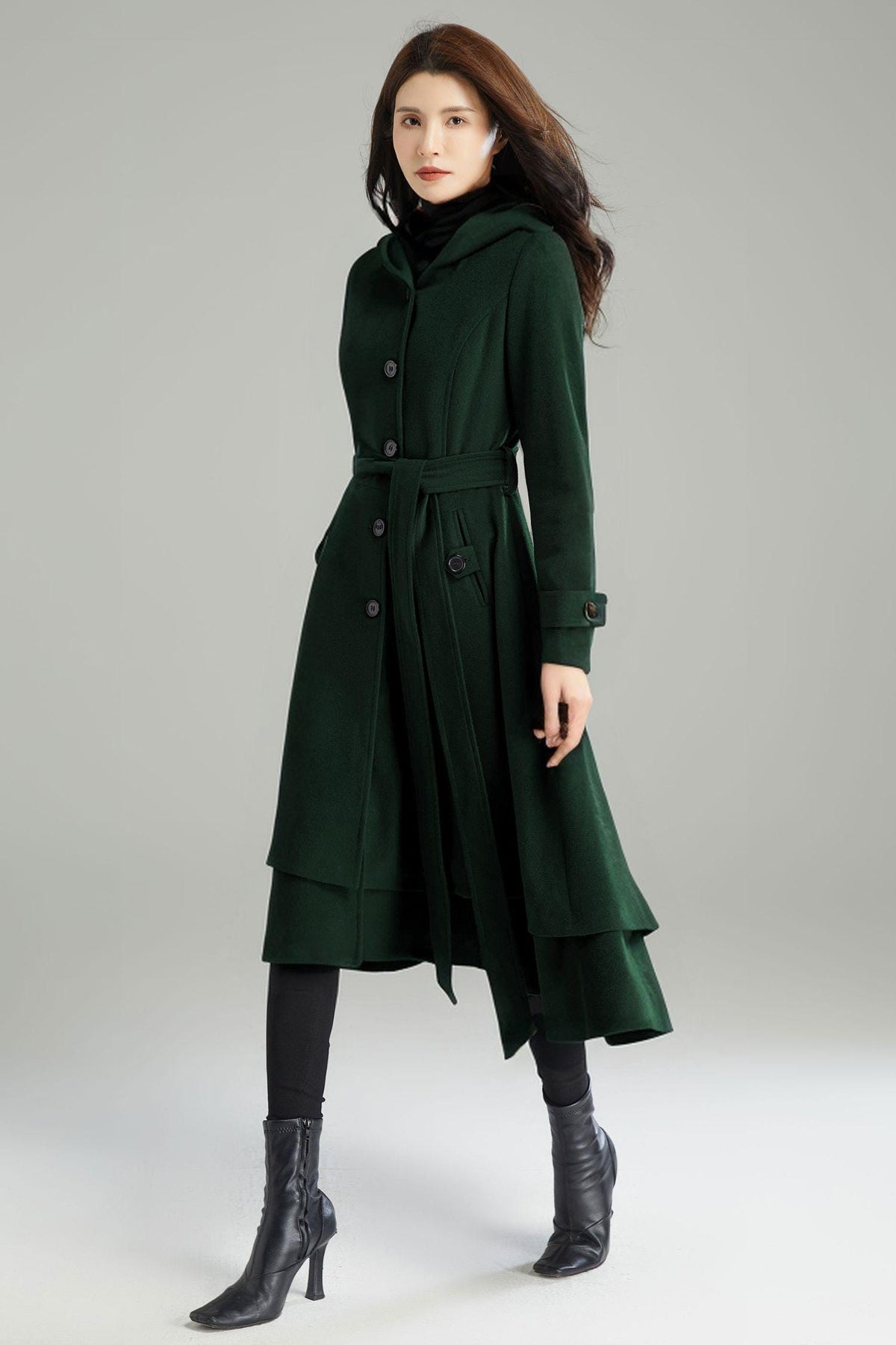 Wool Coat, Wool coat women, Hooded Wool Coat, Asymmetrical wool coat, Warm Wool Coat, Winter Coat Women, Womens Wool Coat, Ylistyle C2992