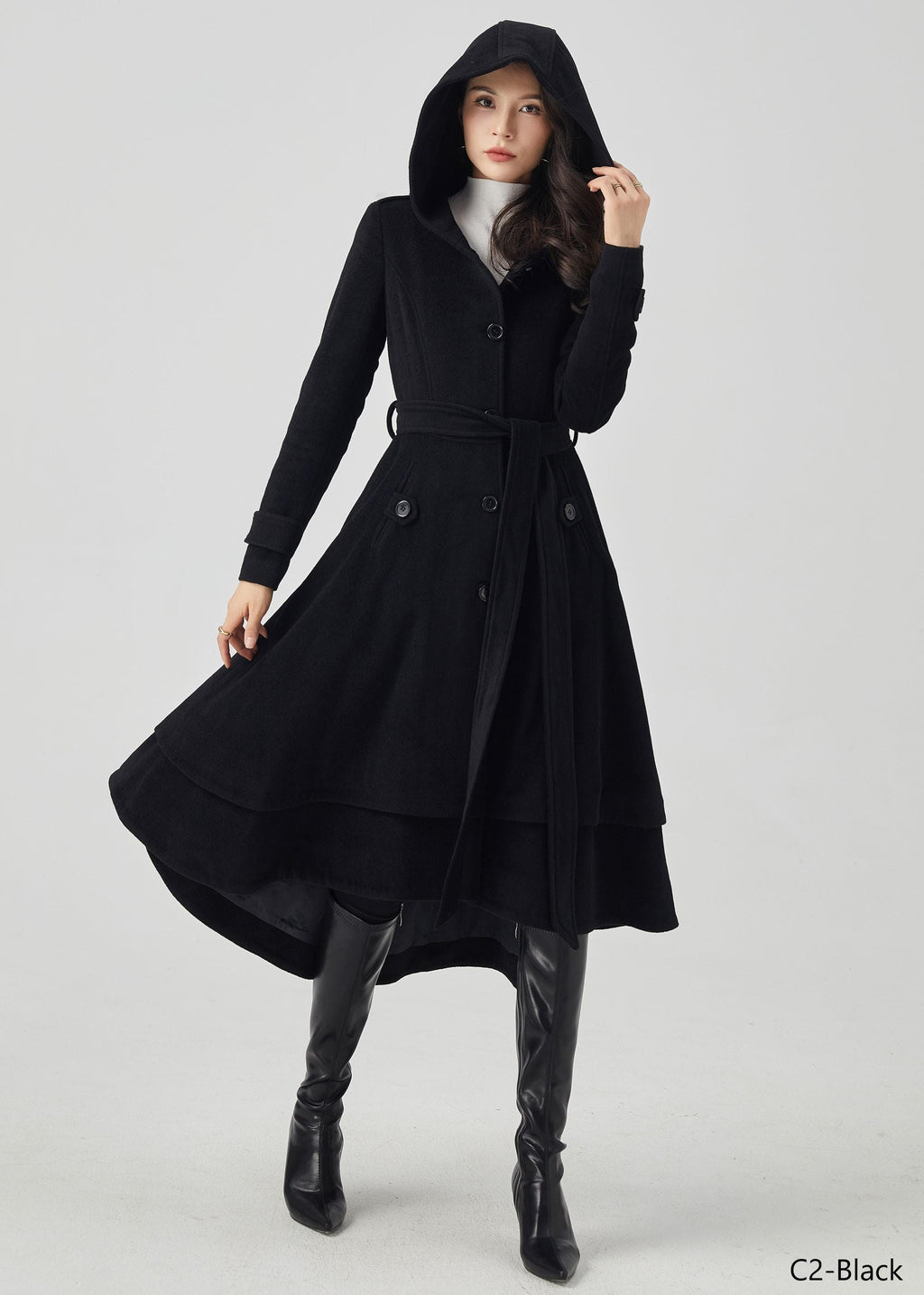 Wool Coat, Wool coat women, Hooded Wool Coat, Asymmetrical wool coat, Warm Wool Coat, Winter Coat Women, Womens Wool Coat, Ylistyle C2992