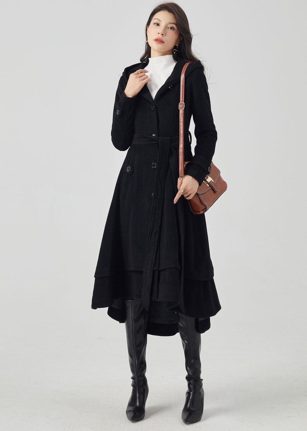 Wool Coat, Wool coat women, Hooded Wool Coat, Asymmetrical wool coat, Warm Wool Coat, Winter Coat Women, Womens Wool Coat, Ylistyle C2992