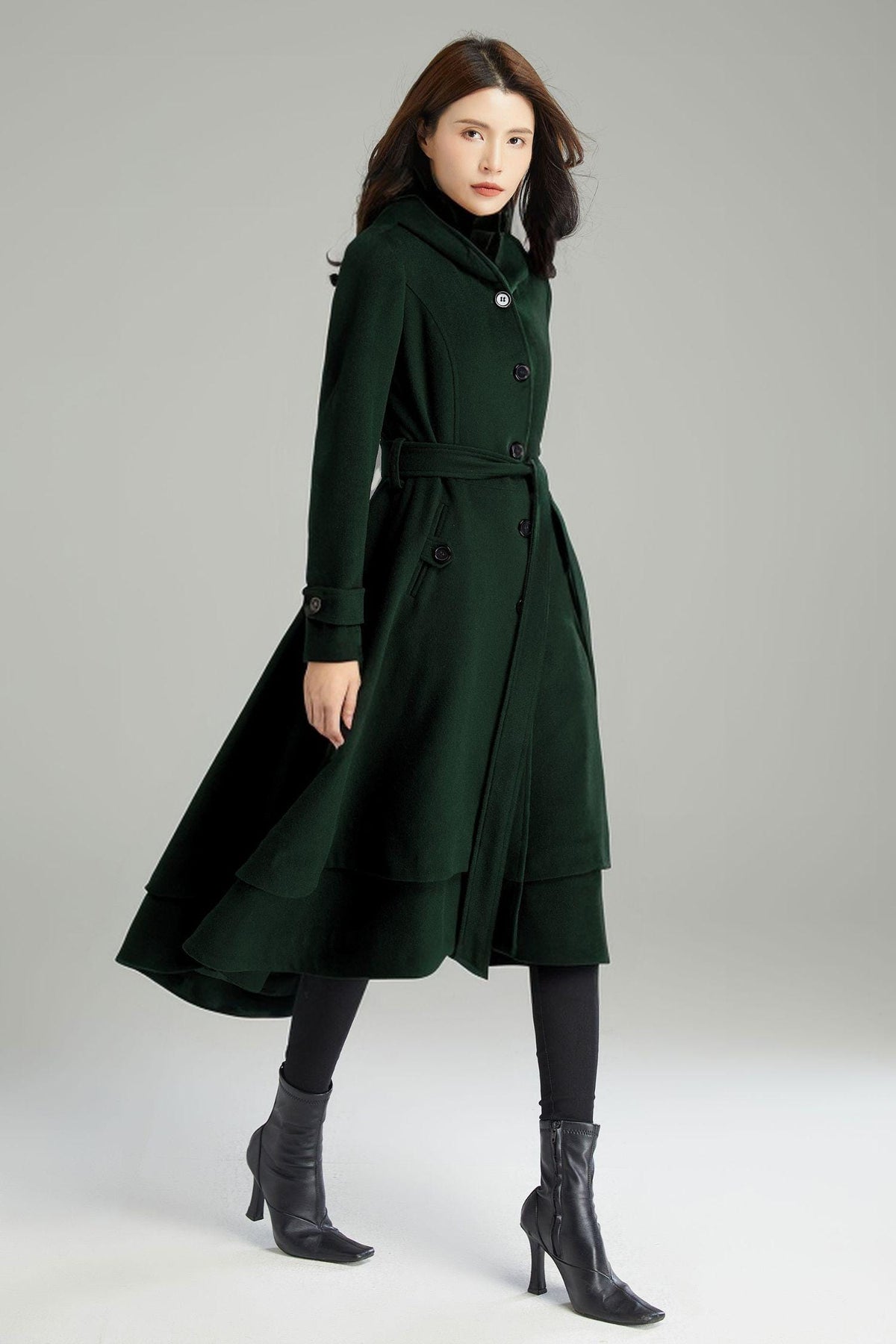 Wool Coat, Wool coat women, Hooded Wool Coat, Asymmetrical wool coat, Warm Wool Coat, Winter Coat Women, Womens Wool Coat, Ylistyle C2992