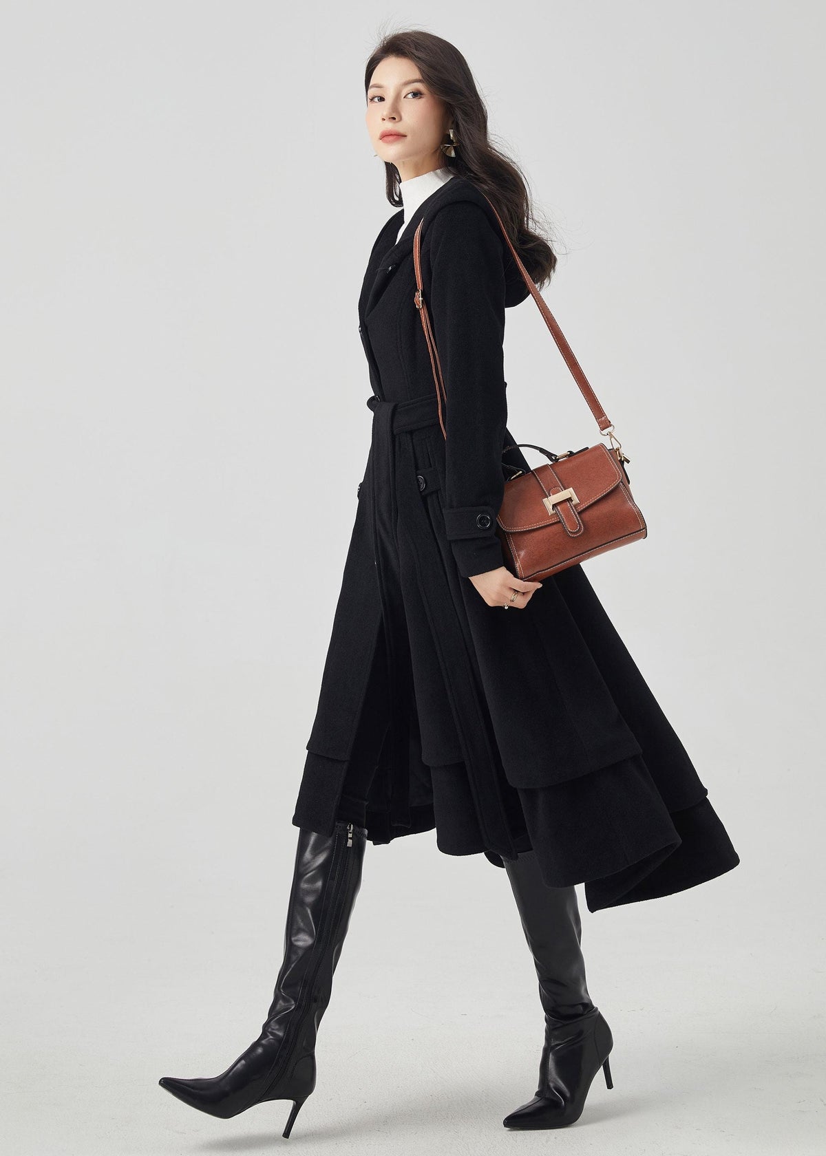 Wool Coat, Wool coat women, Hooded Wool Coat, Asymmetrical wool coat, Warm Wool Coat, Winter Coat Women, Womens Wool Coat, Ylistyle C2992