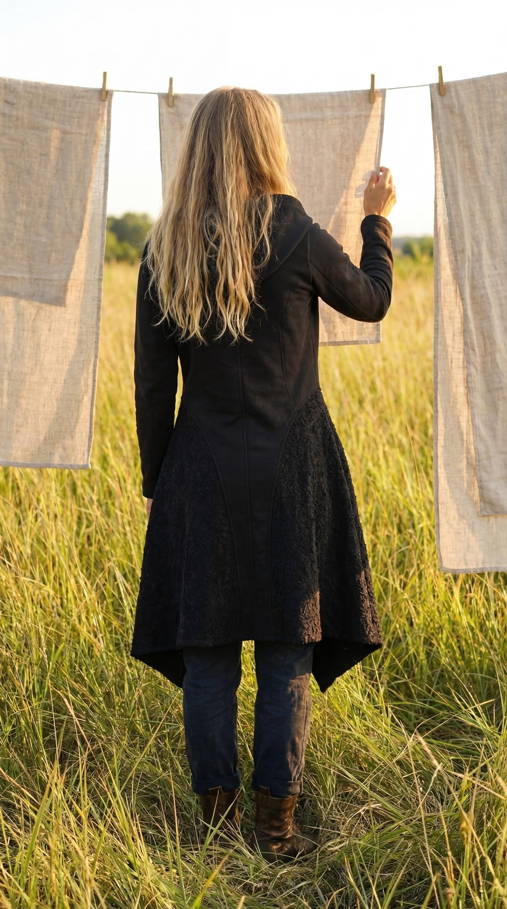 Cotton Knit Pixie Hooded Jacket – Romantic Lace Duster Coat