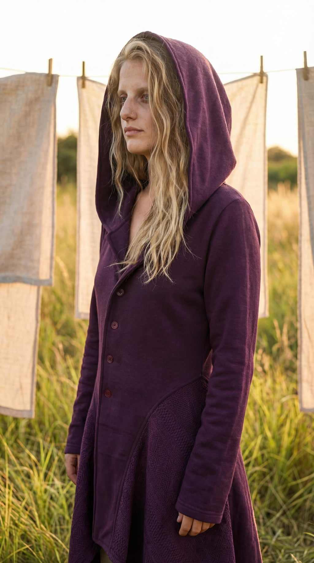 Cotton Knit Pixie Hooded Jacket – Romantic Lace Duster Coat