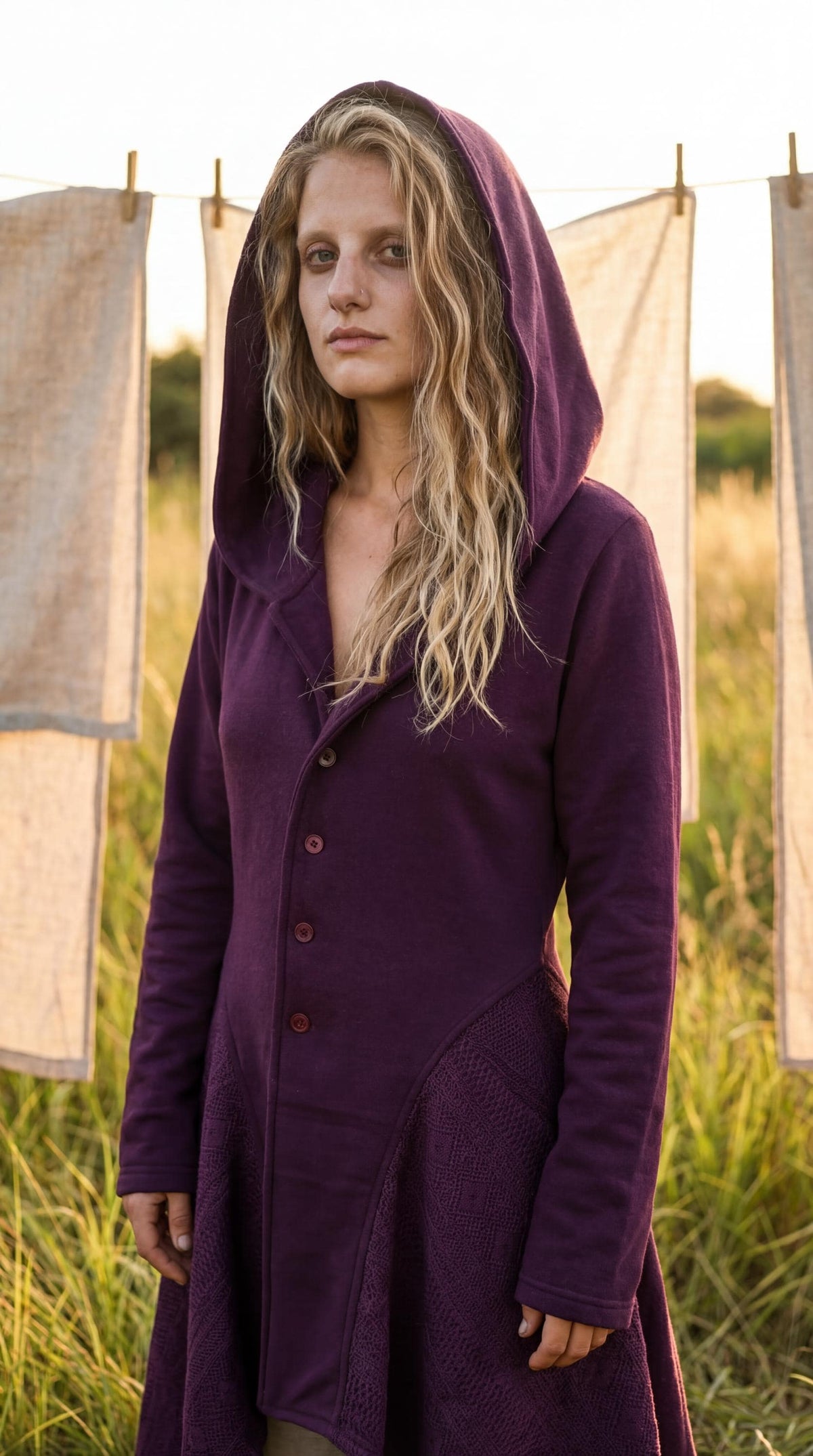 Cotton Knit Pixie Hooded Jacket – Romantic Lace Duster Coat