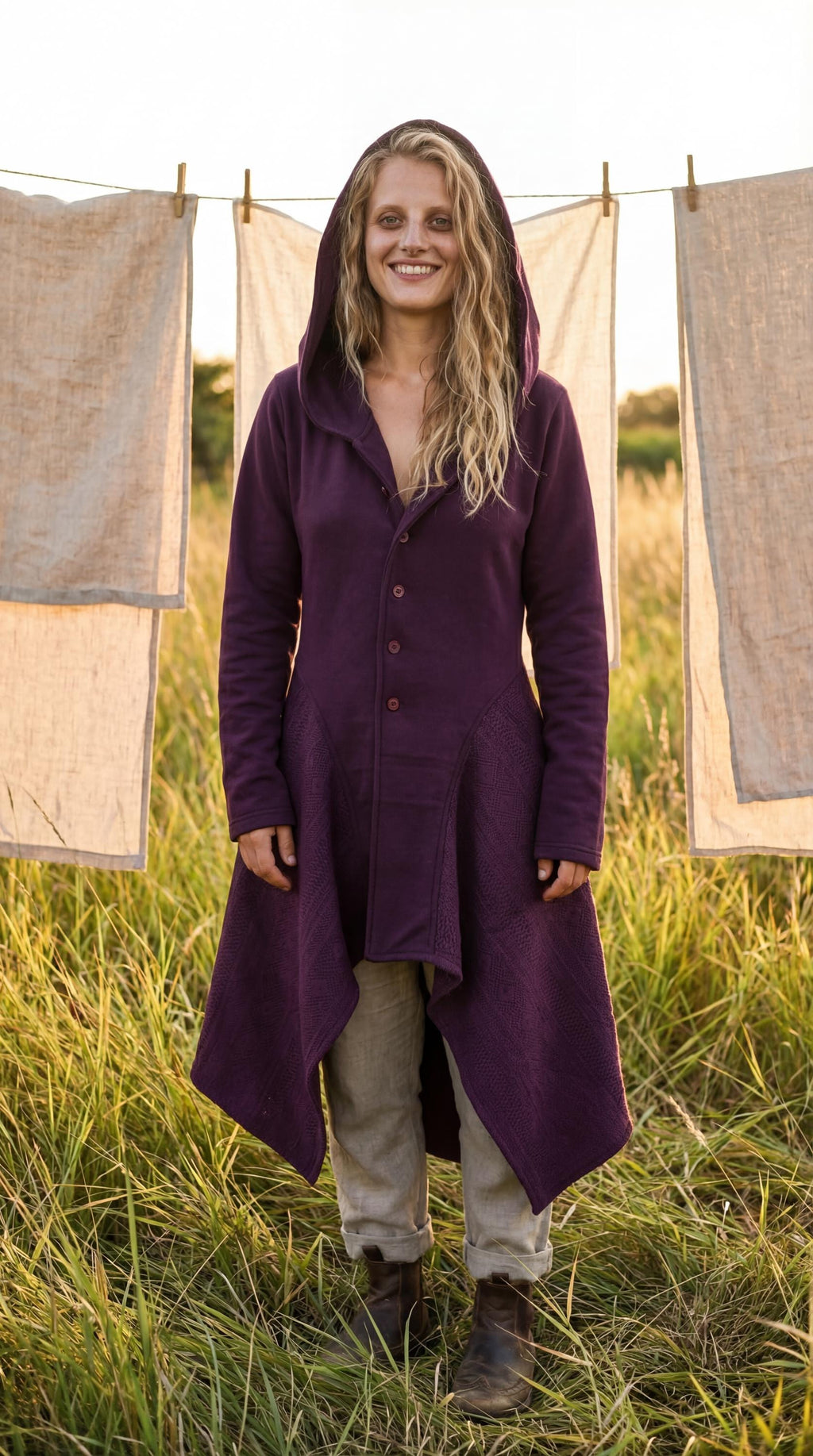 Cotton Knit Pixie Hooded Jacket – Romantic Lace Duster Coat