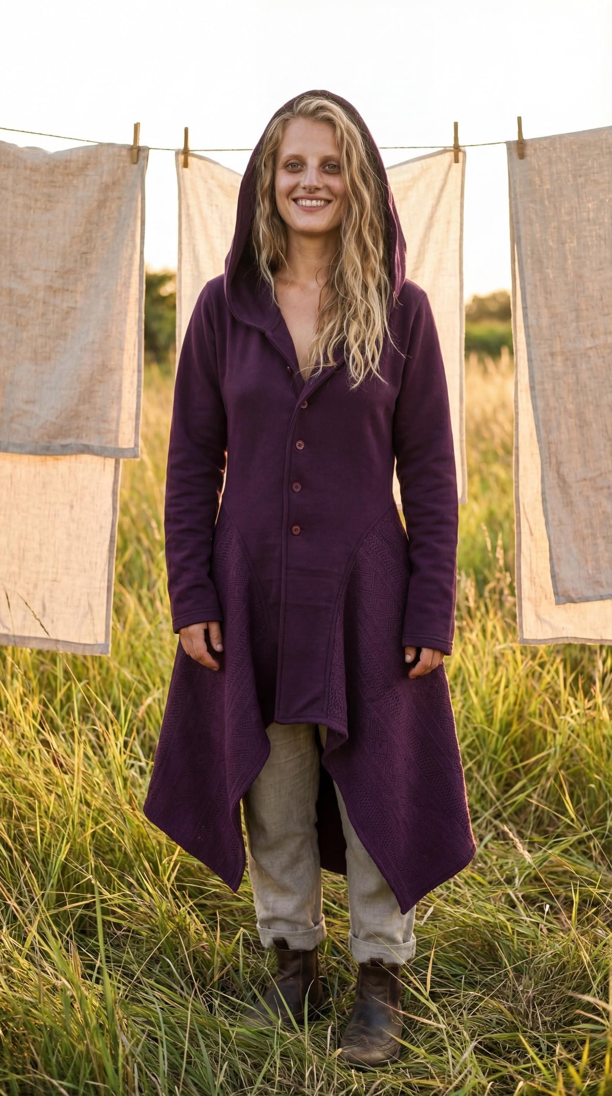 Cotton Knit Pixie Hooded Jacket – Romantic Lace Duster Coat