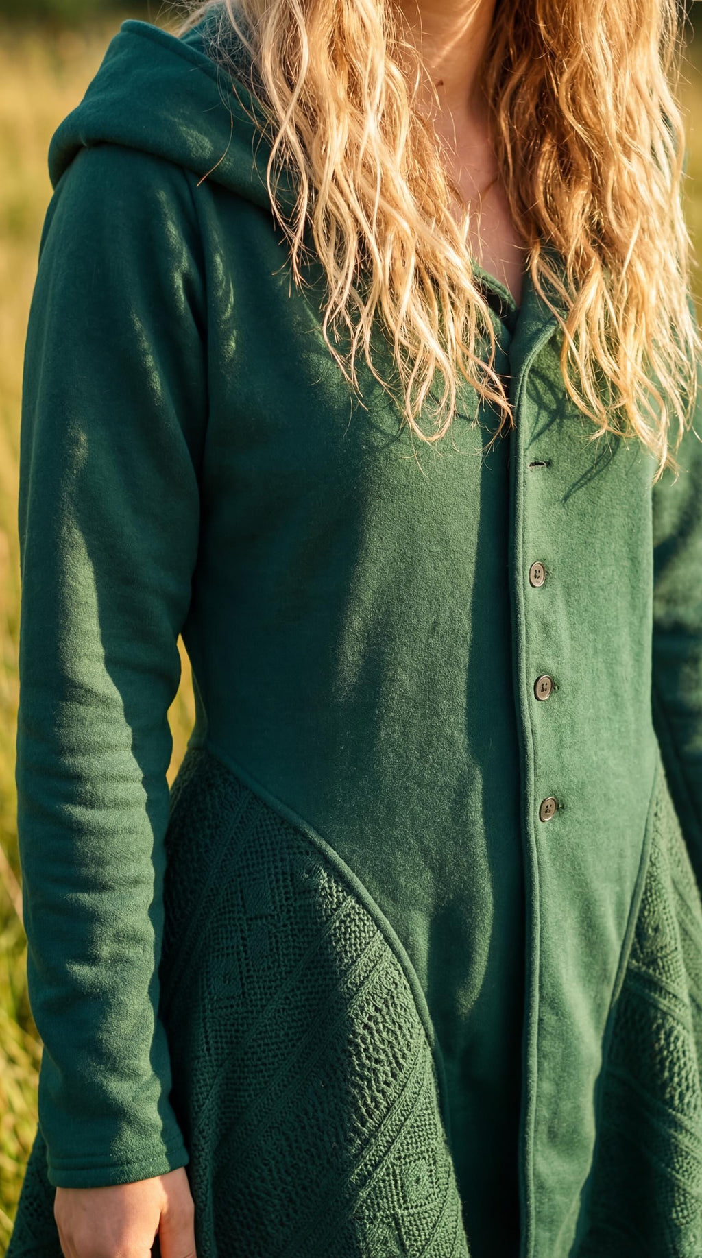 Cotton Knit Pixie Hooded Jacket – Romantic Lace Duster Coat