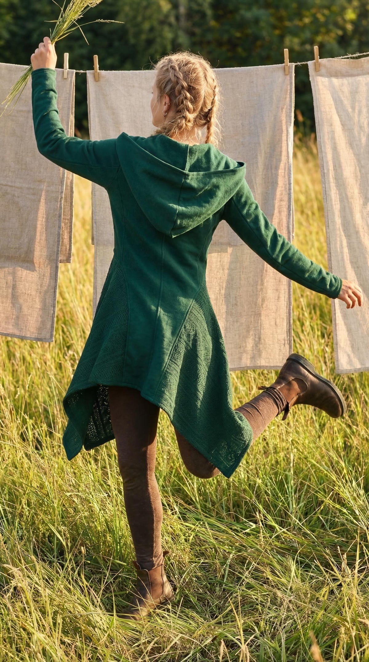 Cotton Knit Pixie Hooded Jacket – Romantic Lace Duster Coat