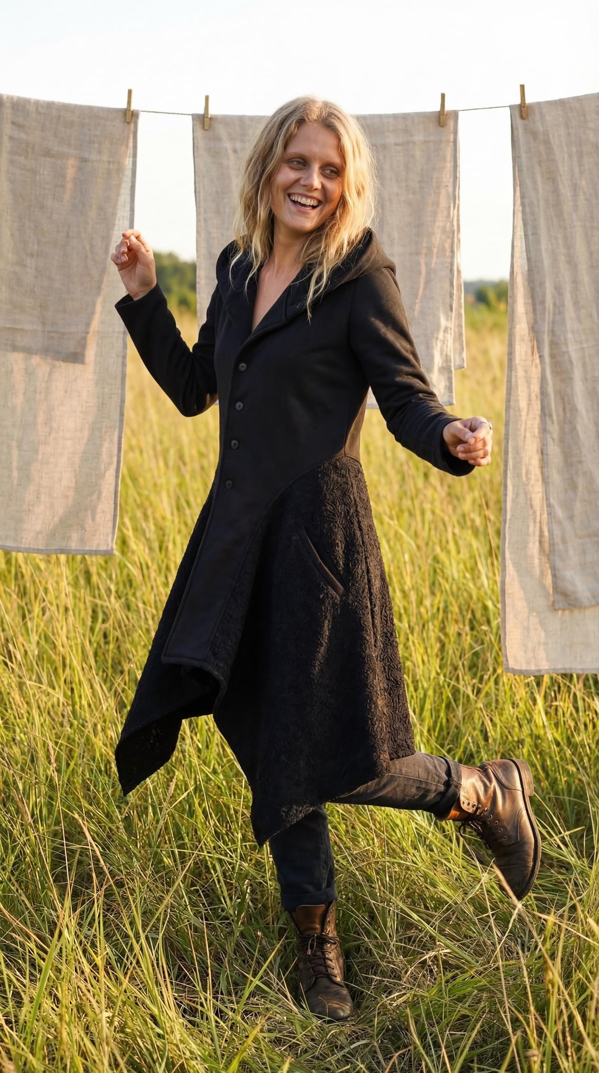 Cotton Knit Pixie Hooded Jacket – Romantic Lace Duster Coat