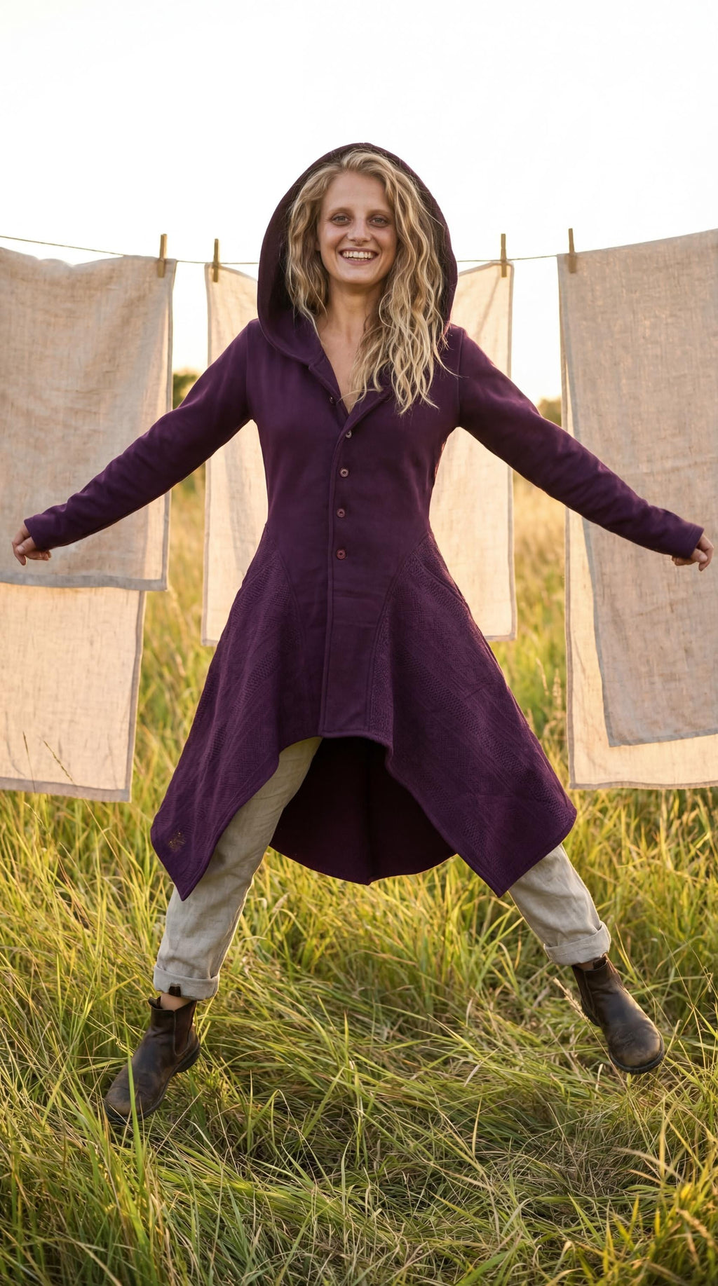 Cotton Knit Pixie Hooded Jacket – Romantic Lace Duster Coat