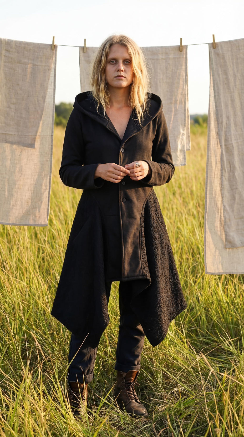 Cotton Knit Pixie Hooded Jacket – Romantic Lace Duster Coat