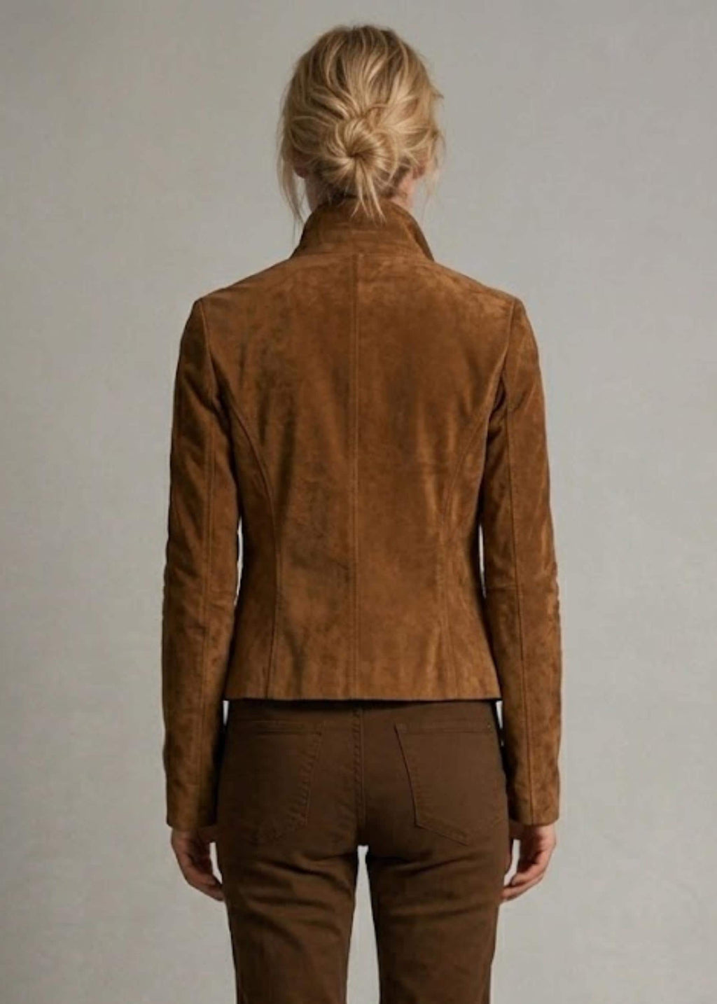 Women's Brown Suede Blazer Jacket | Tailored Cropped Suede Coat | Handmade Leather Outerwear