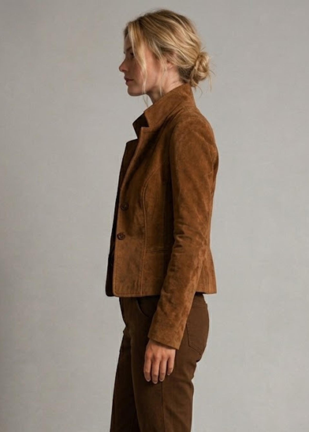Women's Brown Suede Blazer Jacket | Tailored Cropped Suede Coat | Handmade Leather Outerwear