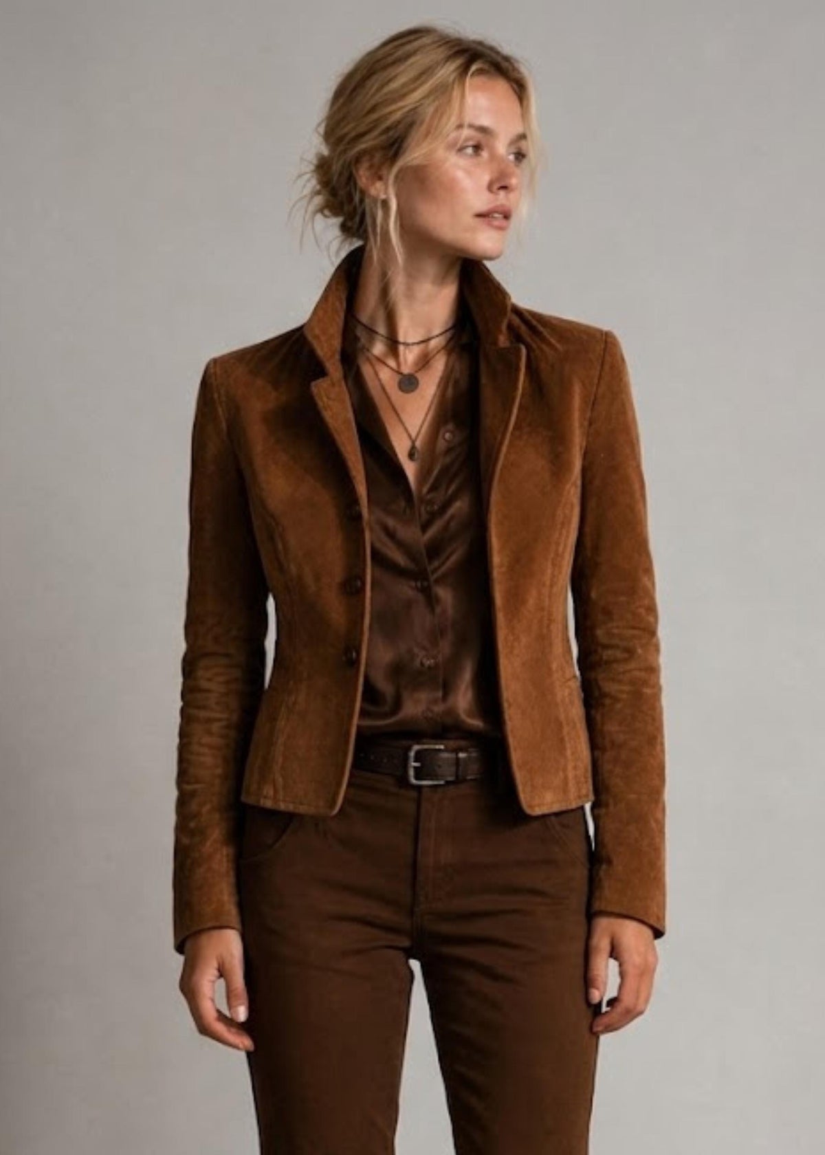 Women's Brown Suede Blazer Jacket | Tailored Cropped Suede Coat | Handmade Leather Outerwear