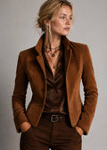 Women's Brown Suede Blazer Jacket | Tailored Cropped Suede Coat | Handmade Leather Outerwear